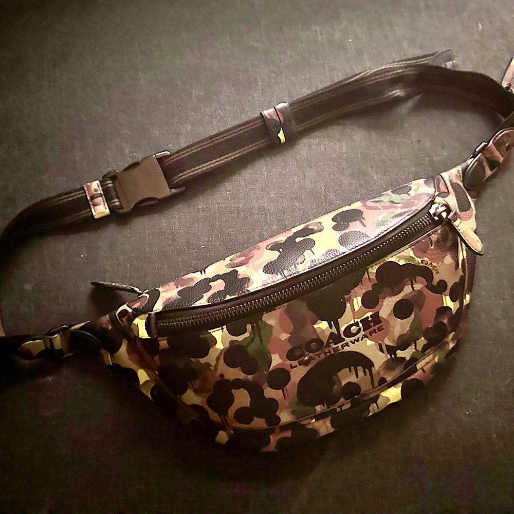 COACH League Camo Leather Sling Bag/Fanny Pack